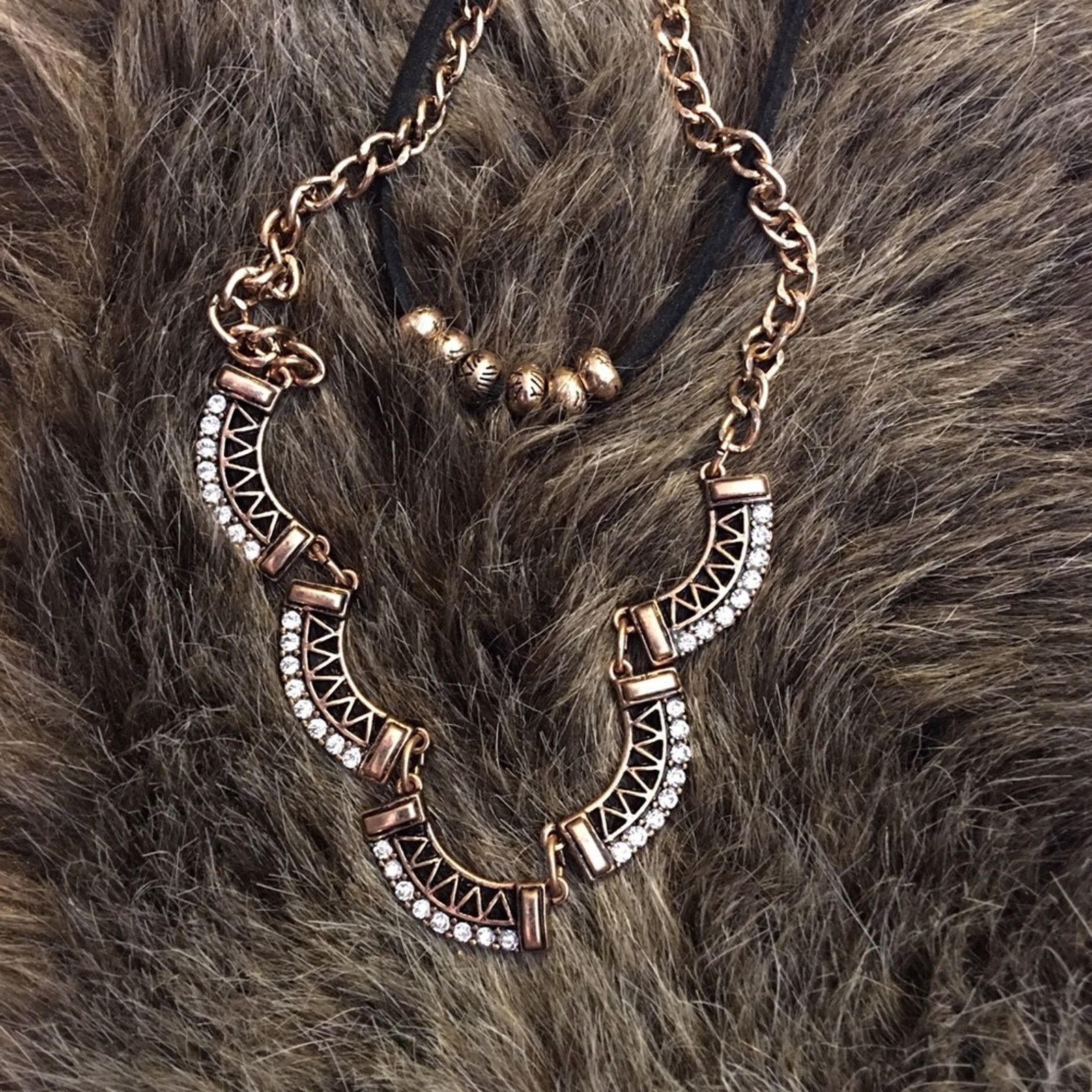 Jewelry Vintage multi tiered cord rhinestone necklace Size ONE SIZE - 6 Thumbnail