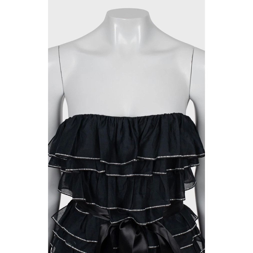 Alexandre Vauthier Alexandre Vauthier Black Crystal Ruffle Mini Dress FR38 Size M / US 6-8 / IT 42-44 - 6 Thumbnail
