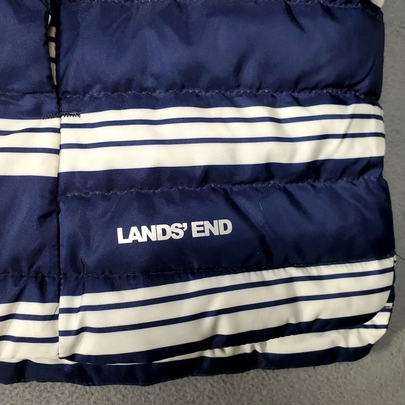 Lands' End Lands End Down Puffer Vest Womens 1X Blue White Striped 600 Fill Outdoor Classic Size XL / US 12-14 / IT 48-50 - 2 Thumbnail