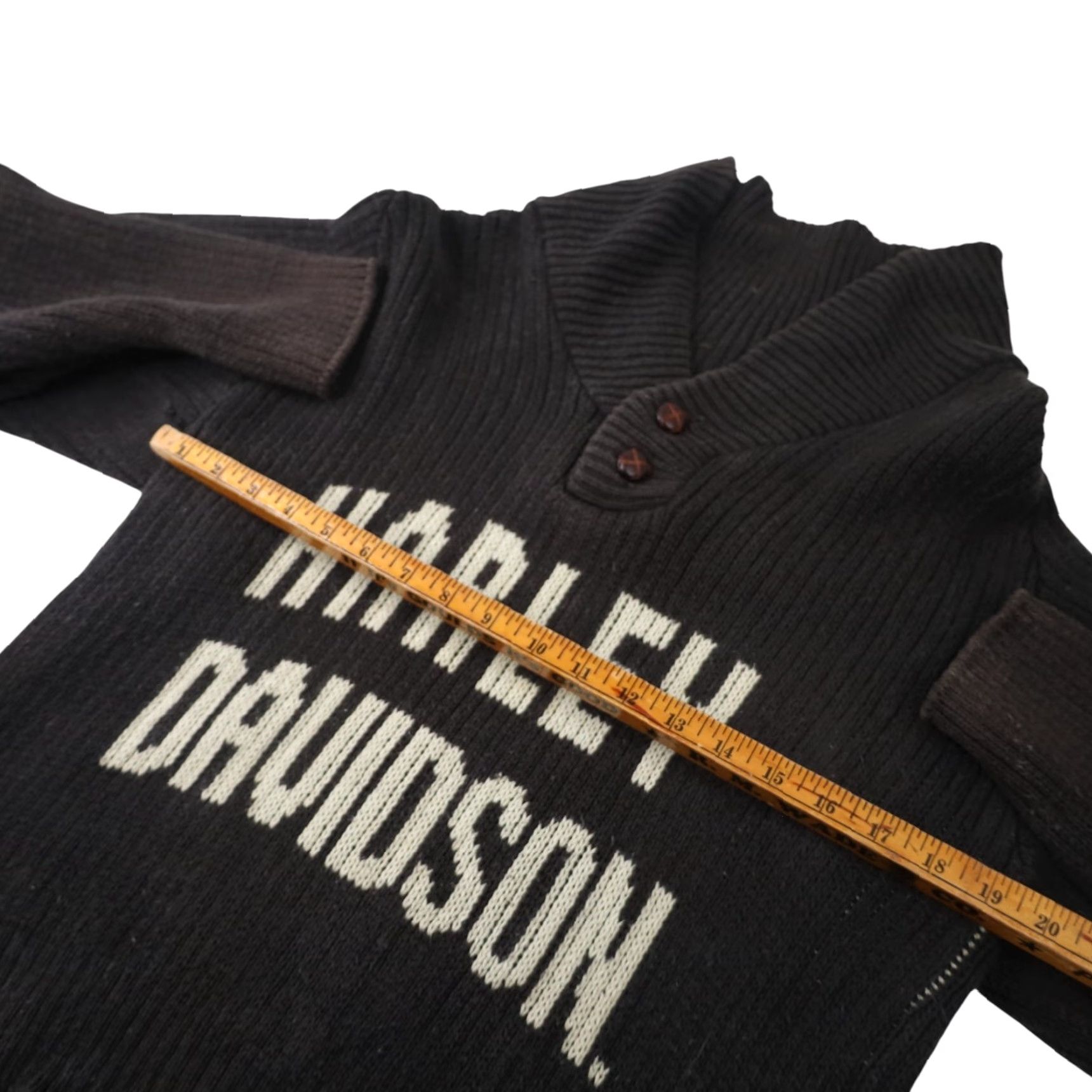 Harley Davidson VINTAGE Harley Davidson Womens Medium Knit Spellout Cowl Sweater Gray Size M / US 6-8 / IT 42-44 - 7 Thumbnail