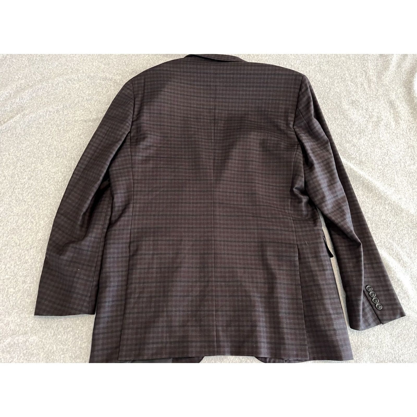 Ermenegildo Zegna Ermenegildo Zegna Trofeo Blazer Jacket Mens 44L Wool Dark Purple Check Long Two-Button Jacket Coat Blazer Mens 44 Dark Purple Wool Blazer Size 44R - 7 Thumbnail