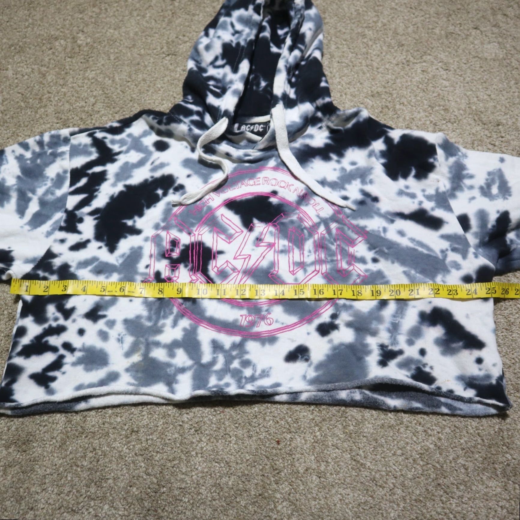 Vintage AC/DC Sweatshirt Tie Dye Vintage Style Pullover Sweater Hoodie Crop Top L Large Gray Size L / US 10 / IT 46 - 4 Thumbnail