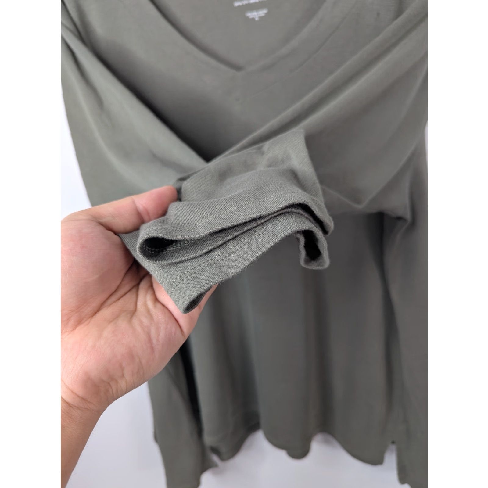 J. Jill J. Jill Shirt Women's XL Olive Green Pima Cotton 3/4 Sleeve V-Neck Tunic Top Blouse Casual Size XL / US 12-14 / IT 48-50 - 4 Thumbnail
