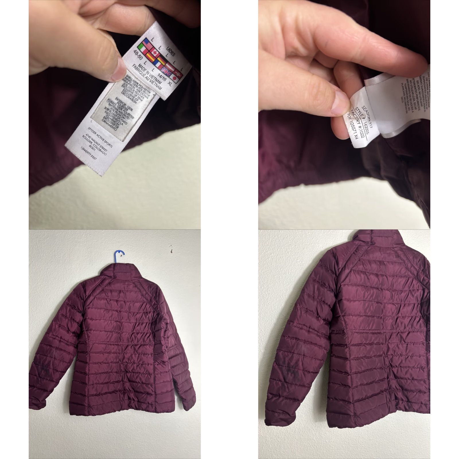 Spyder Spyder Jacket Women Puffer Down Burgundy Full Zip Pockets L Regular Red 162005 Size L / US 10 / IT 46 - 10 Thumbnail