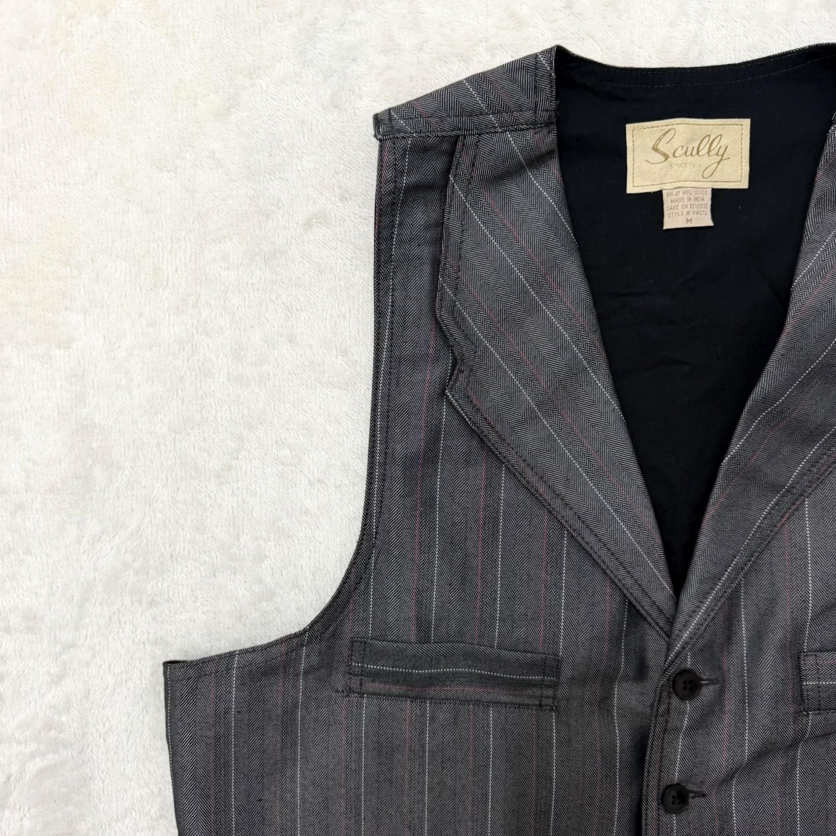 Scully Scully Vest Mens M Gray Pinstripe Waistcoat Suit Western Notch Lapel Dress Formal Business 3 Piece Boys? Womens? Size US M / EU 48-50 / 2 - 5 Thumbnail