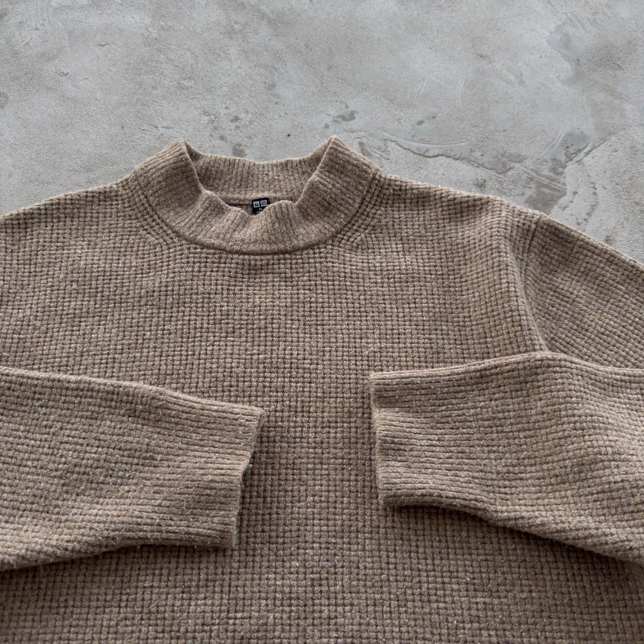 Uniqlo Vintage Uniqlo Mock Neck Knit Sweater Tan Pullover Wool Size US XL / EU 56 / 4 - 4 Thumbnail