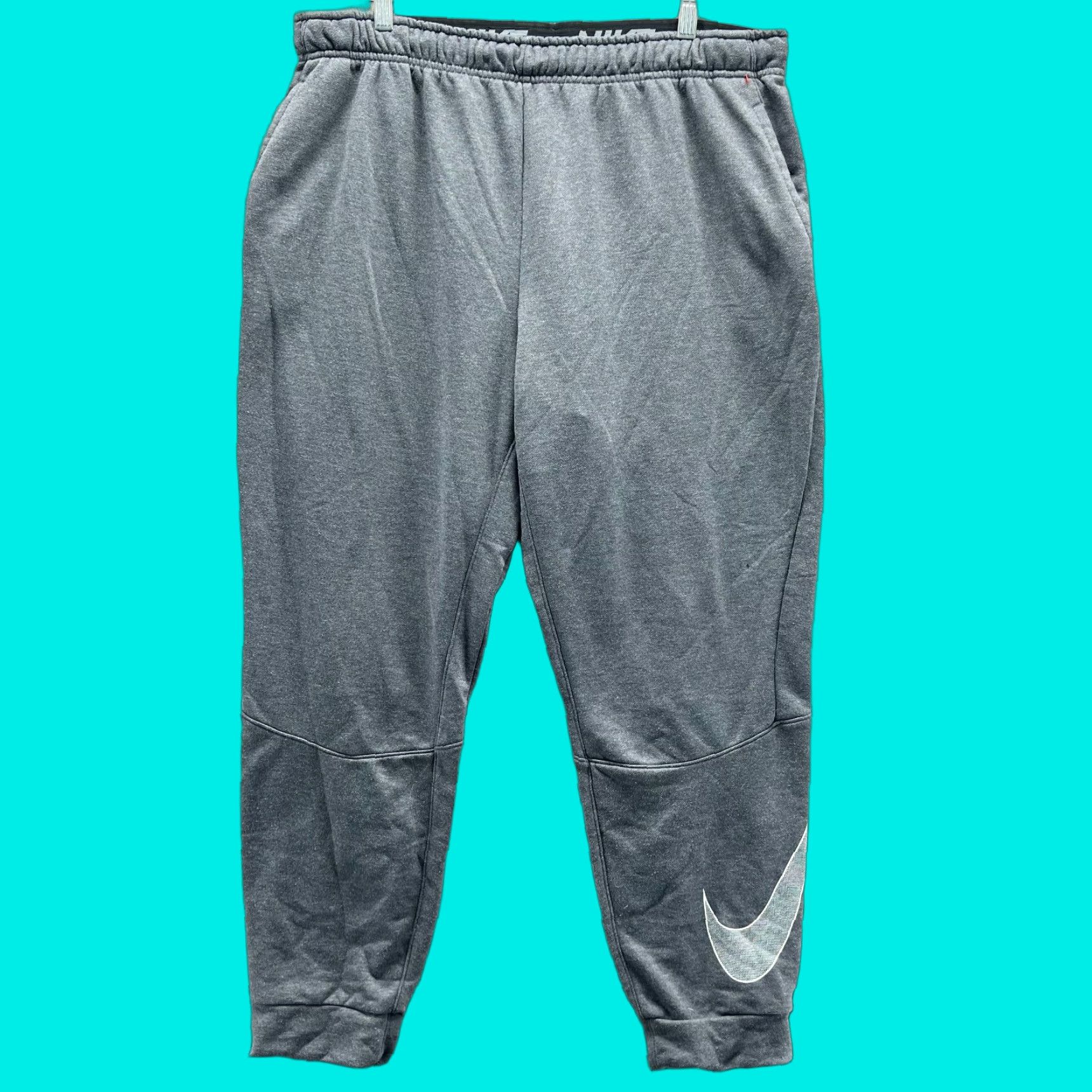 Nike VINTAGE Nike Sweatpants Men 2XL Gray Athletic Training Dri Fit Polyester Jogger Knit XXL Size US 39 - 1 Thumbnail