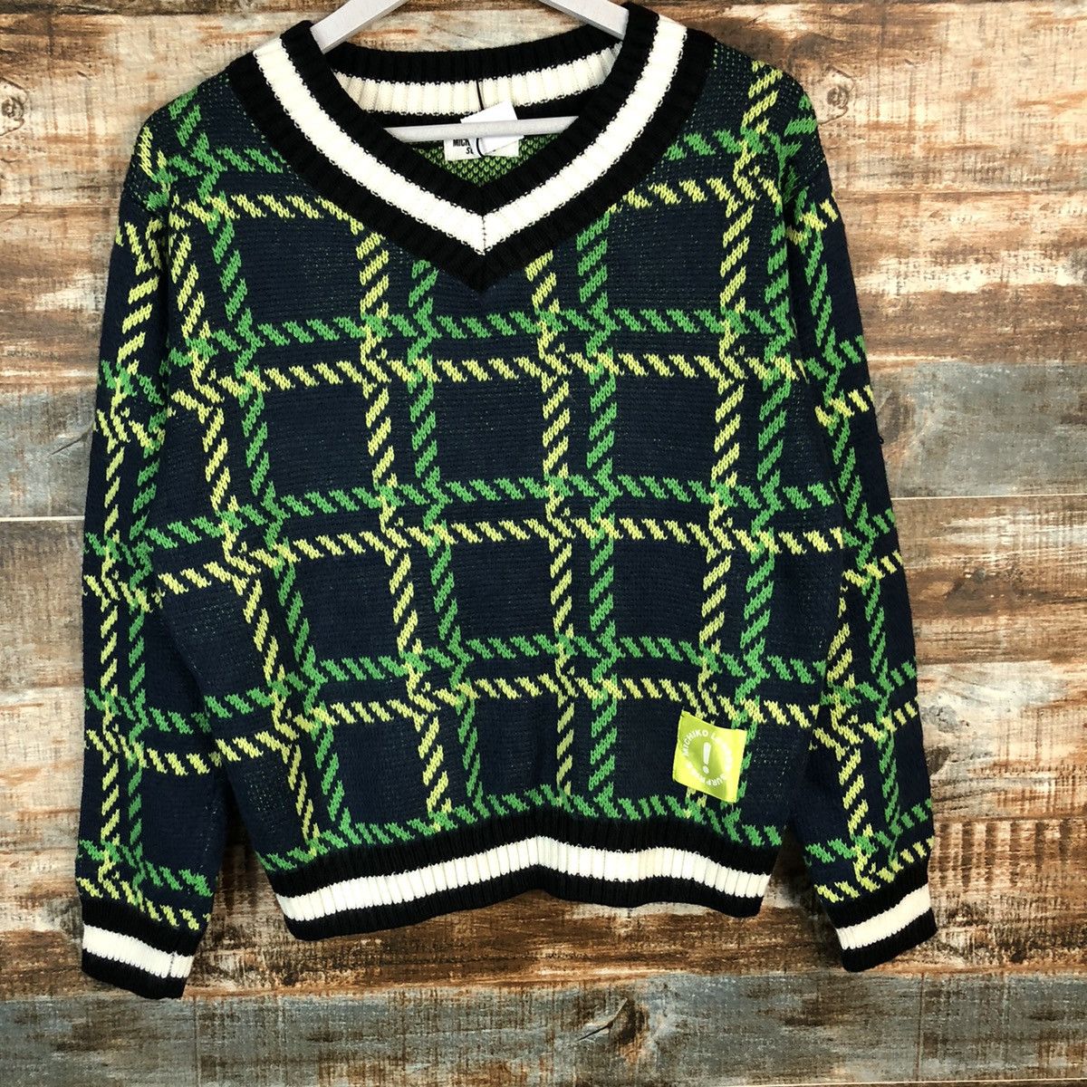 Homespun Knitwear × Michiko Koshino London Michiko London suprise Green checkered Knitwear #A1719 Size M / US 6-8 / IT 42-44 - 3 Thumbnail