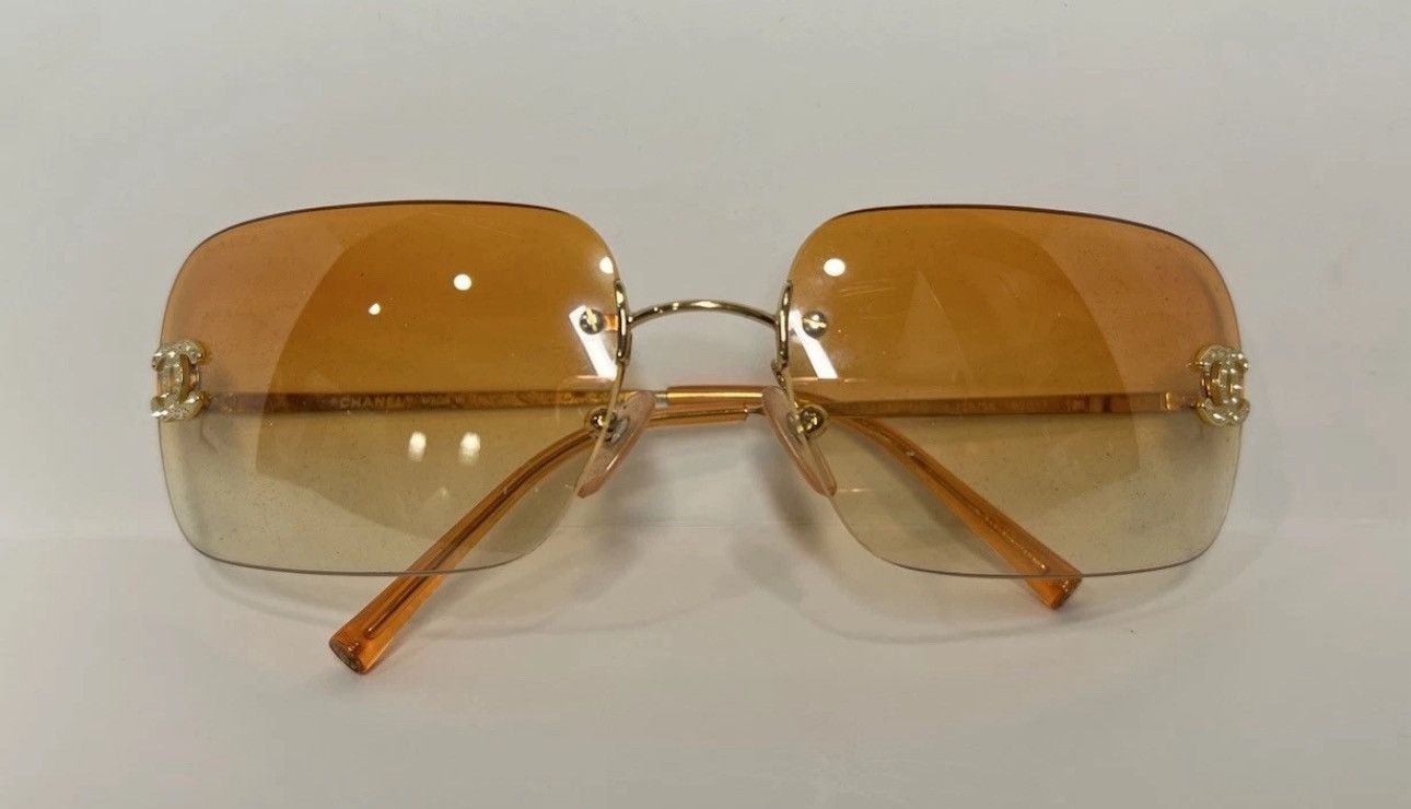 Designer Chanel Square Orange Rimless Y2K Sunglasses Size ONE SIZE - 2 Thumbnail