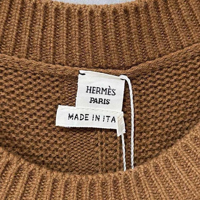 Hermes Brown HPattern Wool Sweater by HERMES-2506 Size S / US 4 / IT 40 - 4 Thumbnail