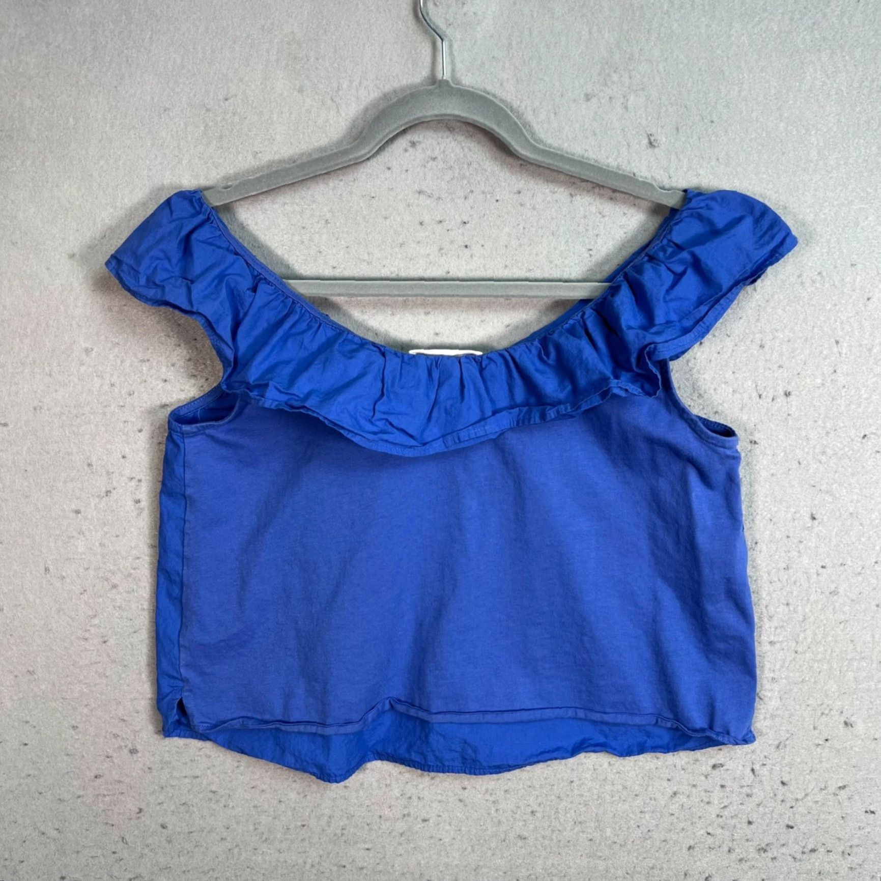 Mango Mango MNG Womens Blue Ruffled Off-Shoulder Sleeveless Top Size Small Casual Shirt Blouse Womens Size S / US 4 / IT 40 - 2 Thumbnail
