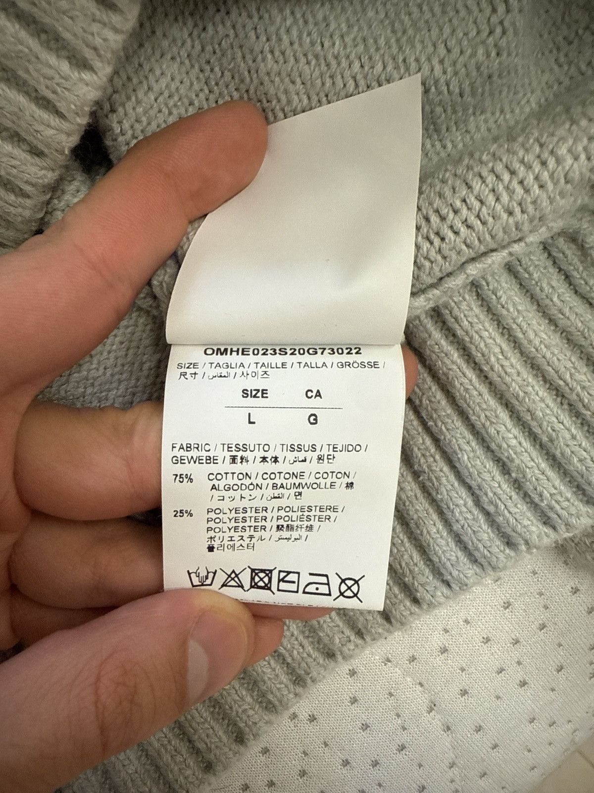 Off-White Maglione Off-White "Diagonals" Knit Sweater – Grigio Chiaro– Size US L / EU 52-54 / 3 - 3 Thumbnail