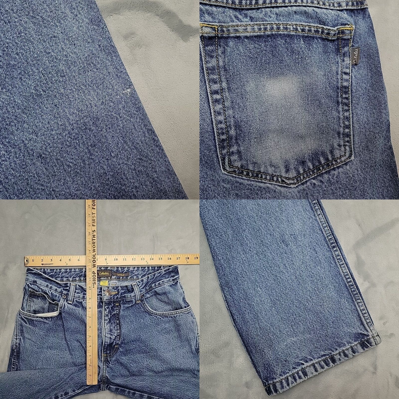 Vintage VINTAGE Cabela's Jeans Mens 34x30 Blue Denim Faded Whiskered Straight Leg Cotton Jeans Size US 34 / EU 50 - 8 Thumbnail