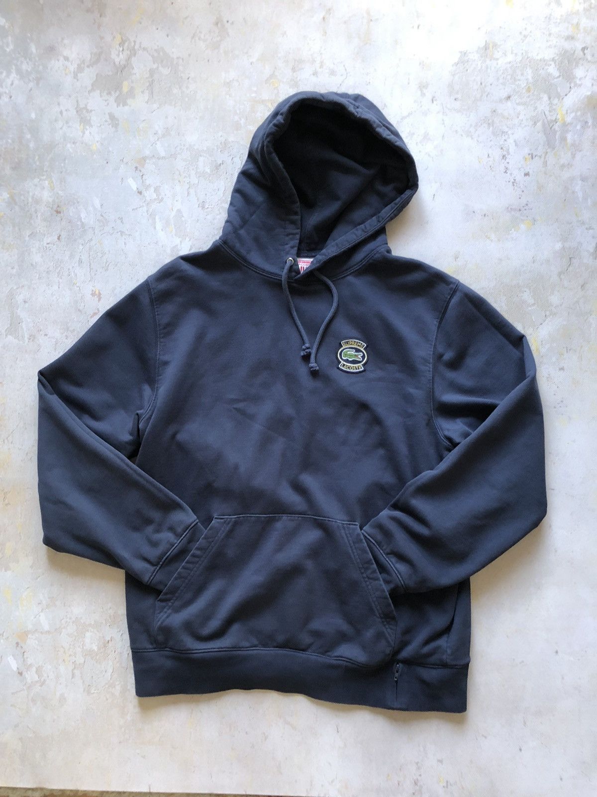 Lacoste × Supreme rare streetwear Supreme Lacoste Hooded Sweatshirt navy Size US M / EU 48-50 / 2 - 2 Thumbnail