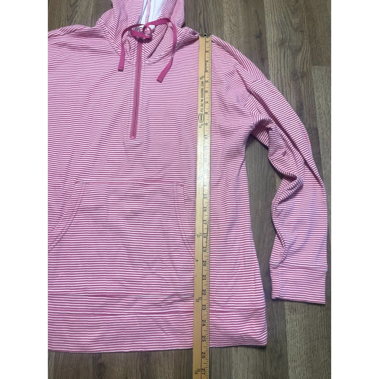 Croft & Barrow Croft & Barrow Hoodie Women's Large Pink Striped Long Sleeve Pullover Casual Fall Spring Summer Size L / US 10 / IT 46 - 6 Thumbnail