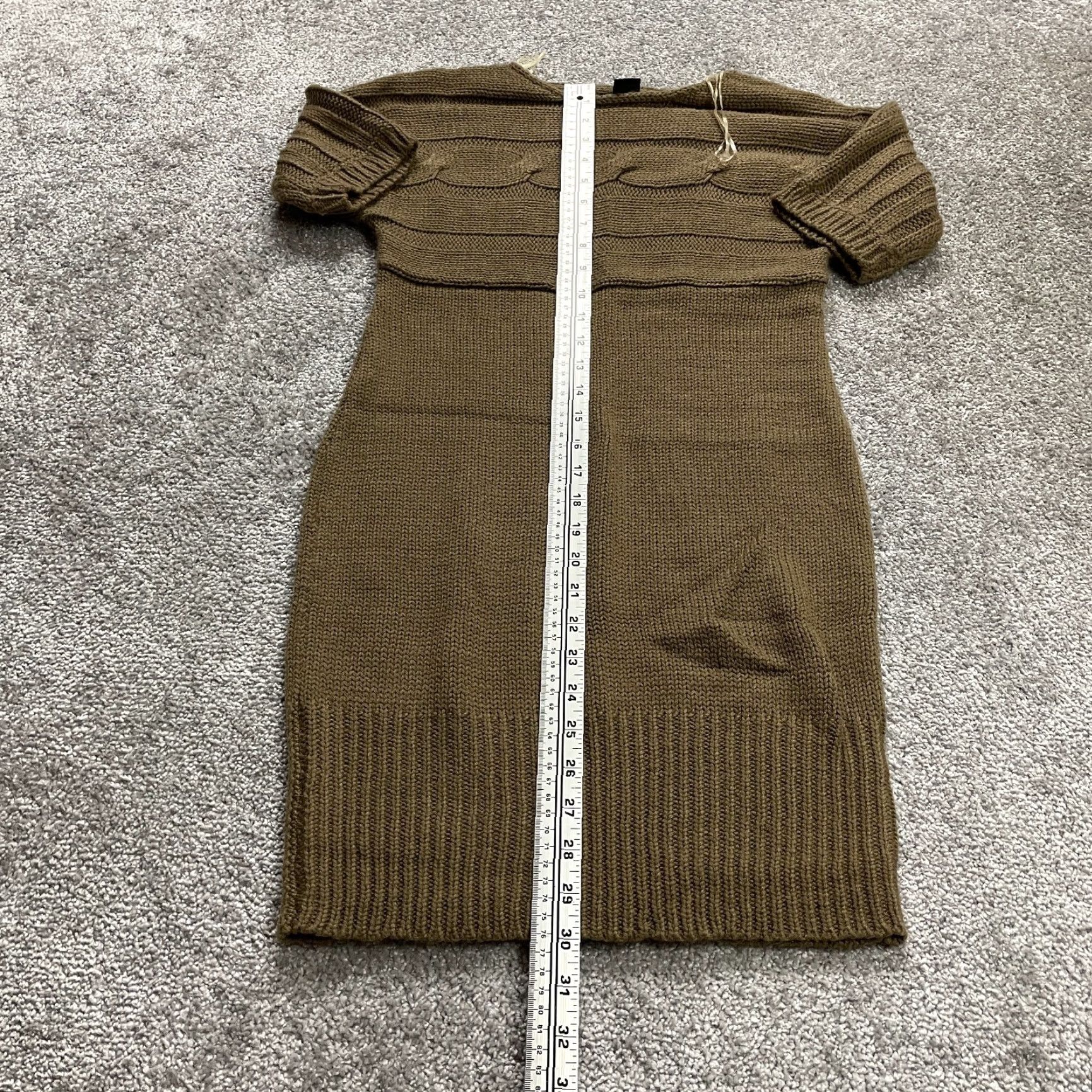 Vintage ATTENTION Dress Women Small Brown Midi Knit Short Sleeve Pullover Shift Casual Workwear Size S / US 4 / IT 40 - 6 Thumbnail