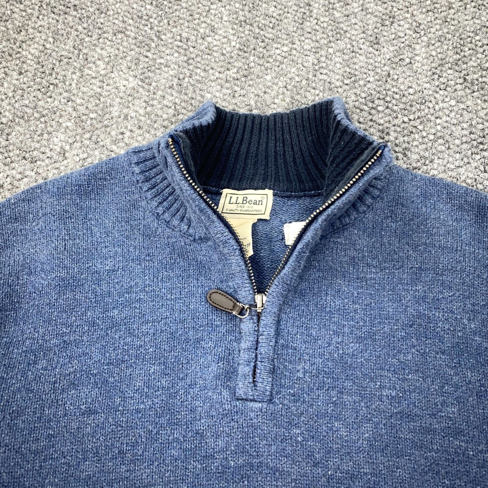 Vintage LL Bean Sweater Mens Medium Blue 1/4 Zip Mock Neck Cotton Knit Pullover Size US M / EU 48-50 / 2 - 2 Thumbnail