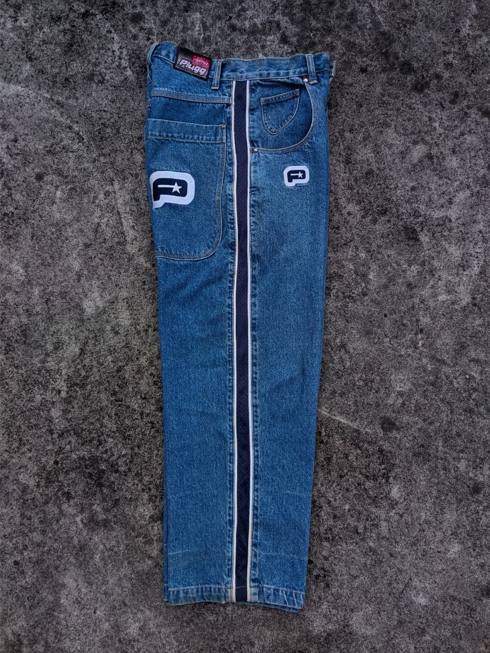JNCO Rare! Vintage Plugg Y2K With Stripe Baggy Wide Leg Jeans Size US 28 / EU 44 - 4 Thumbnail