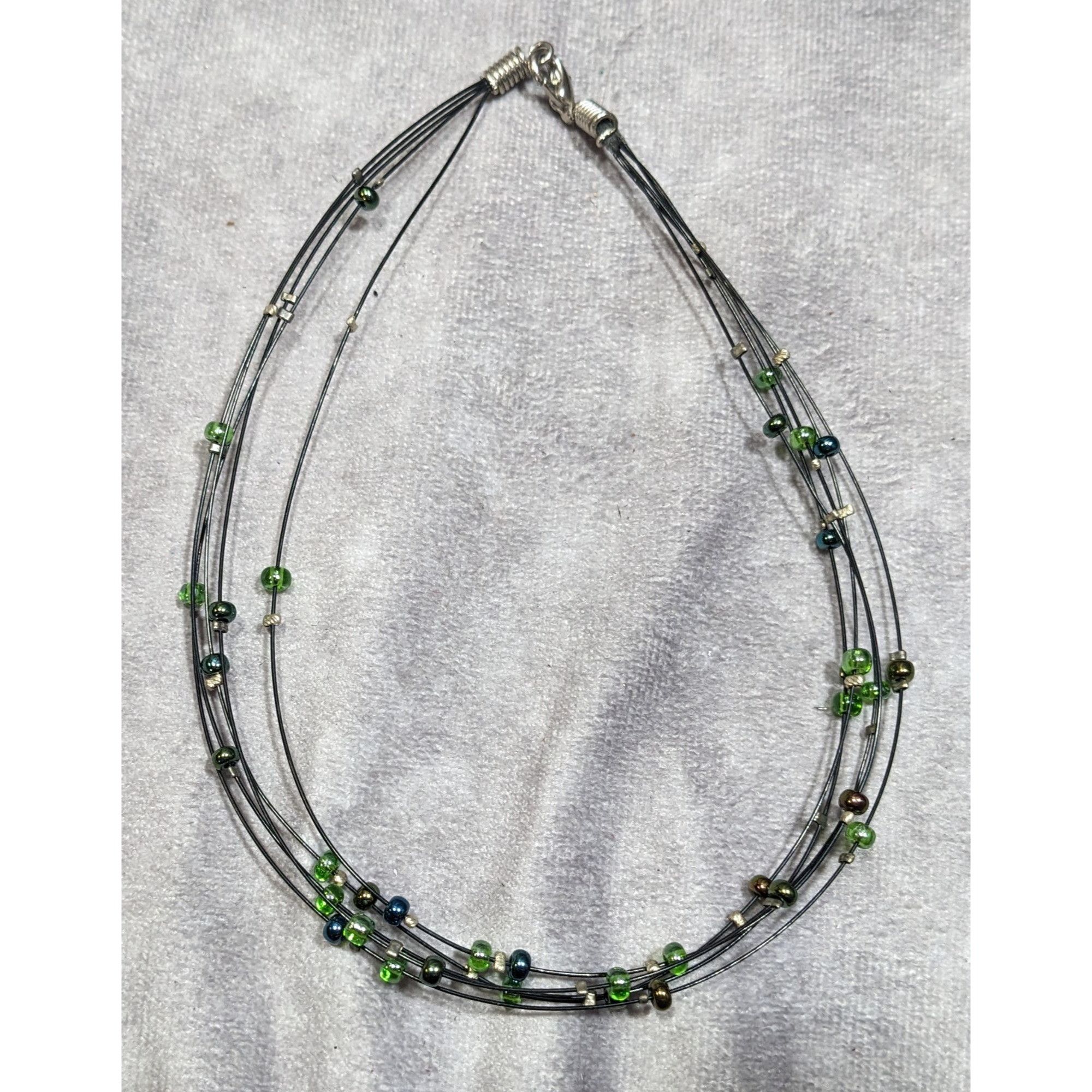 Other Casual Green And Brown Layered Floating Glass Bead Necklace Size ONE SIZE - 6 Thumbnail