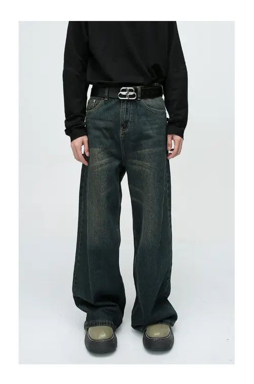 Handmade × Japanese Brand × Jean Vintage washed straight-leg draped jeans Size US 32 / EU 48 - 1 Thumbnail