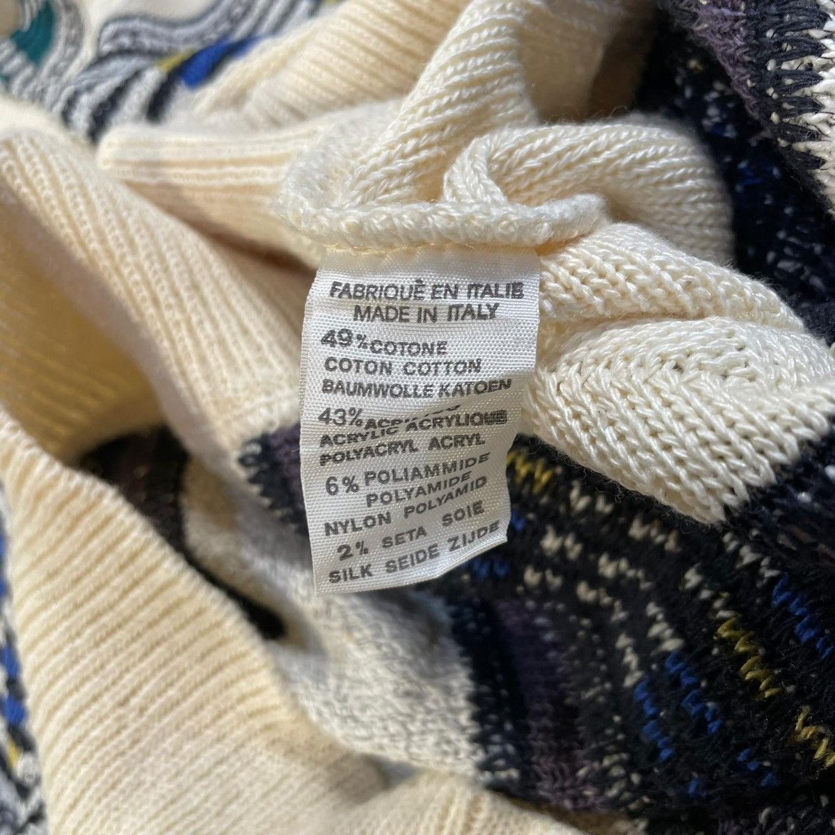 Vintage Cream and blue vintage 90s knit sweater jumper old money Size US XL / EU 56 / 4 - 6 Thumbnail