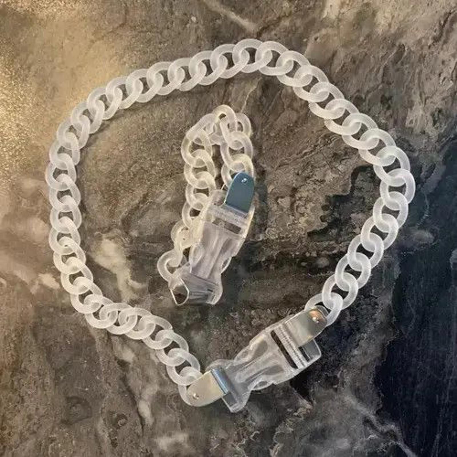 Jewelry Acrylic Chain Buckle Necklace & Bracelet in Silver, Men's