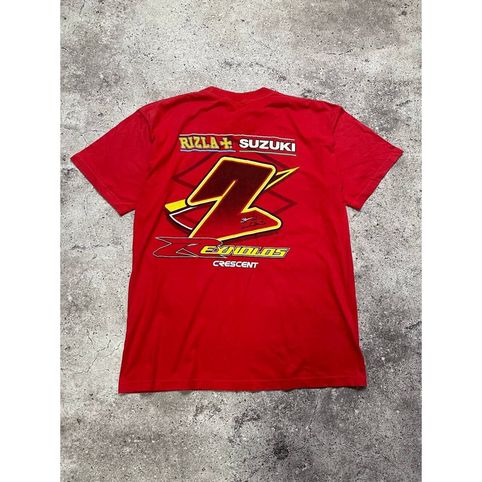 Vintage Vintage Rizzla Suzuki T-Shirt Red Racing Crescent Size L Size US L / EU 52-54 / 3 - 2 Thumbnail