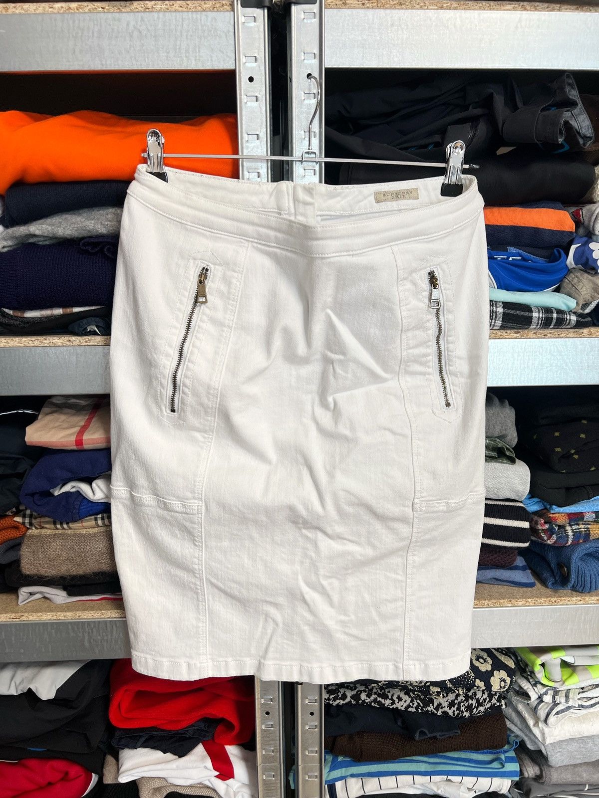 Burberry × Vintage Burberry Brit White Jean Midi Skirt Zip Women's Size 28" / US 6 / IT 42 - 1 Thumbnail