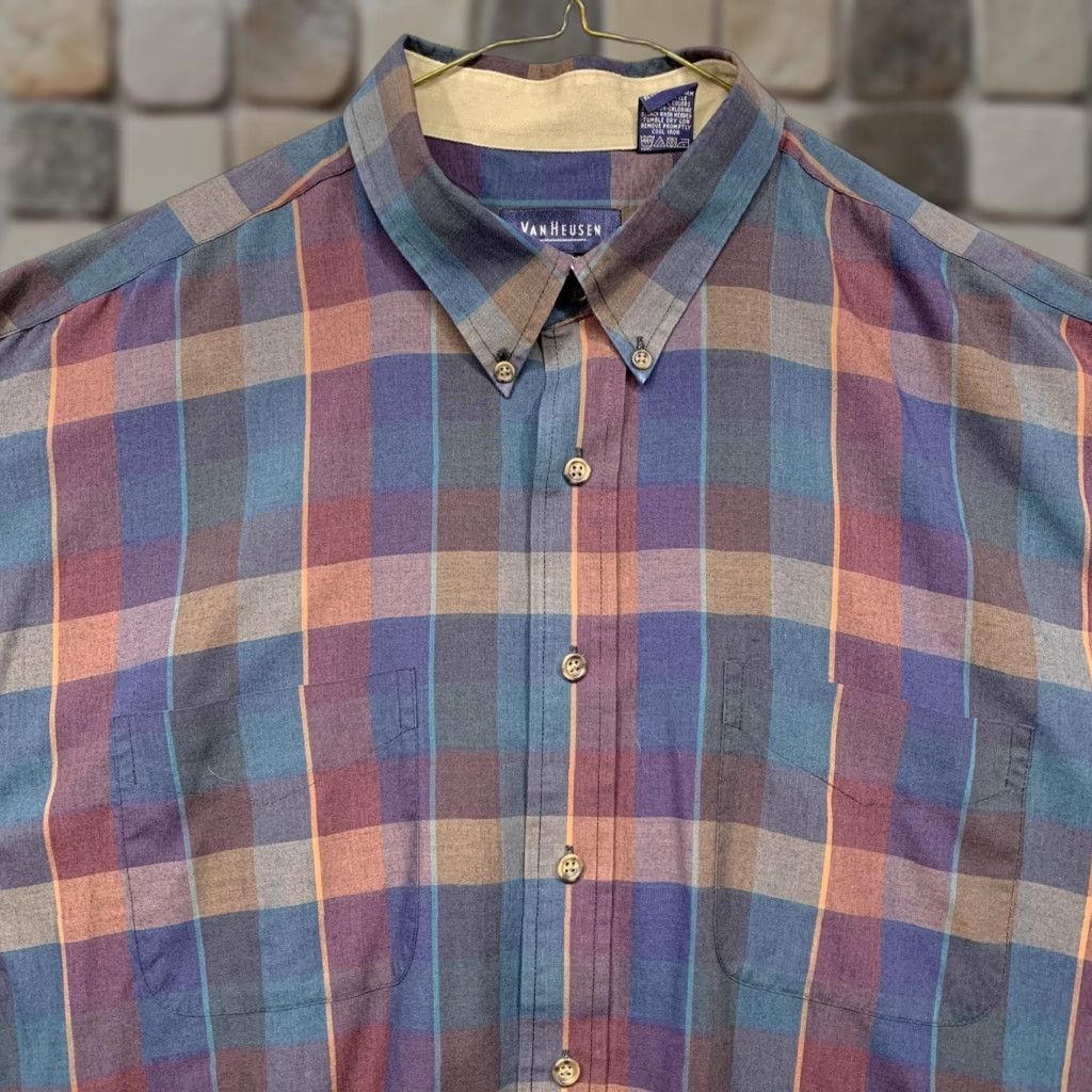 Van Heusen Van Heusen Button-Down Shirt Men's XL Plaid Multicolor 2 Pockets Button Up Collar Casual Workwear Size US XL / EU 56 / 4 - 1 Thumbnail