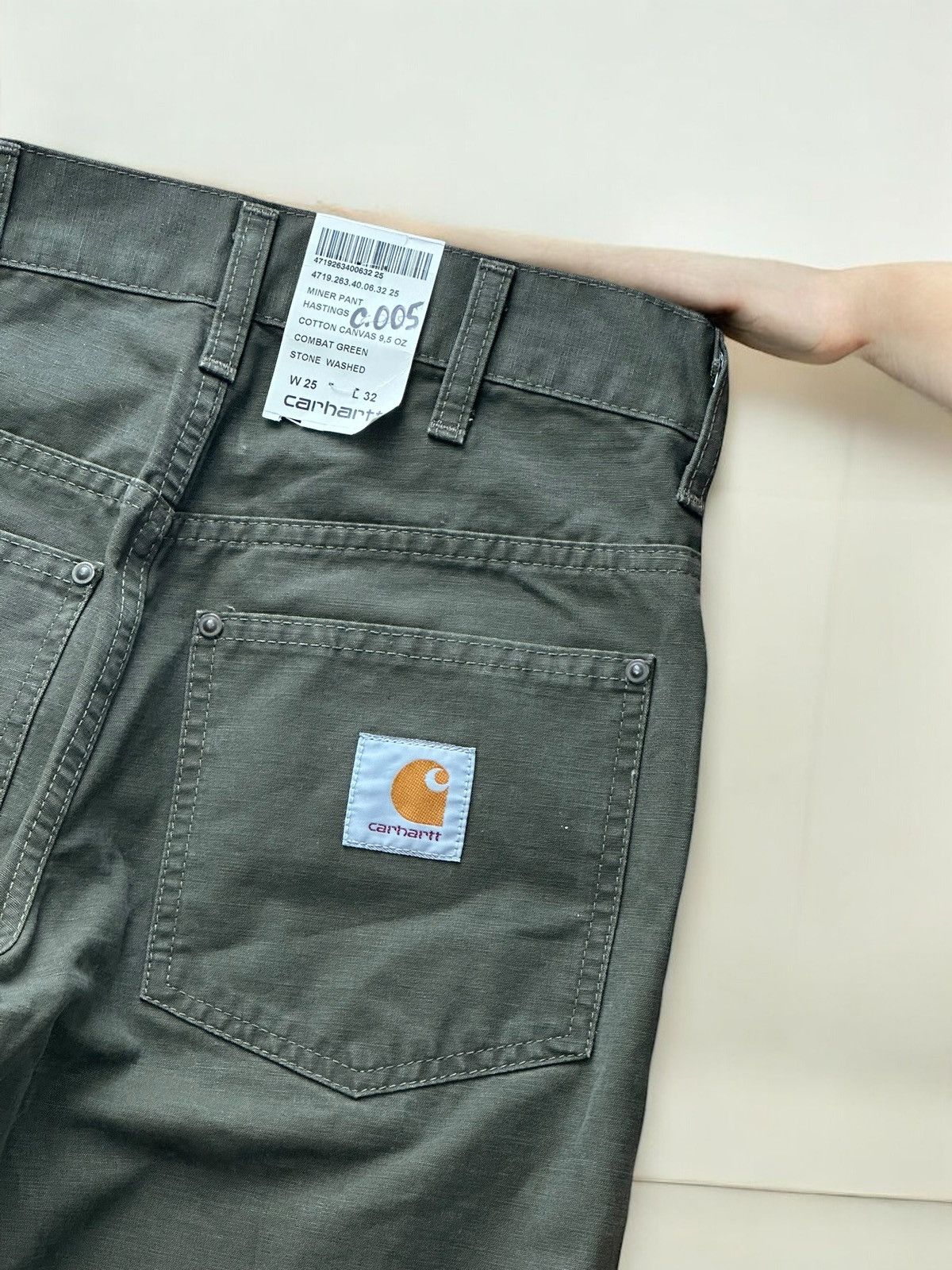 Carhartt Carhartt Combat Green Stone Washed Pants Size 25" / US 0 / IT 36 - 1 Thumbnail