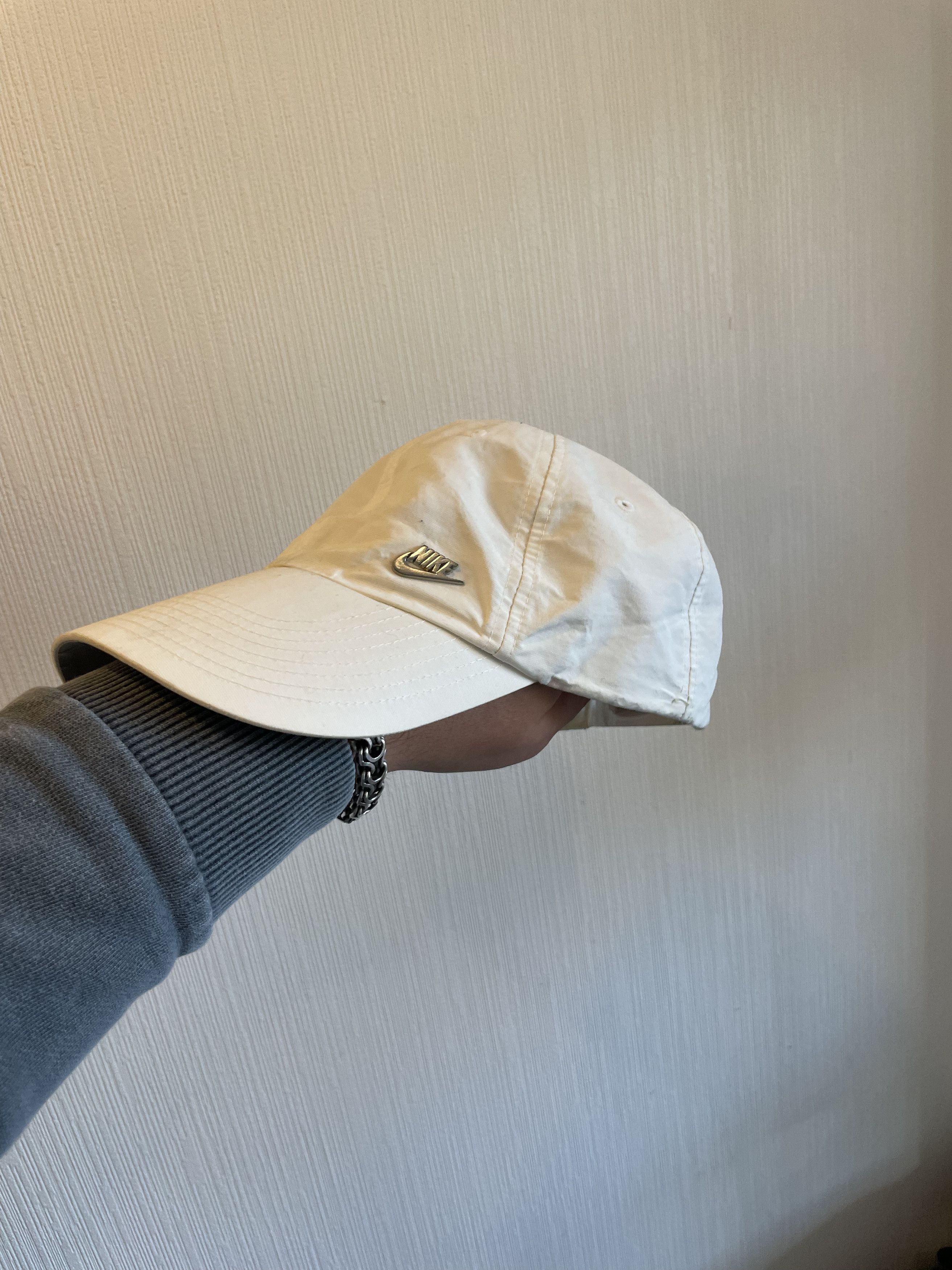 Nike × Vintage Vintage Nike Center Small Swoosh Trashed Cap Hat Logo Size ONE SIZE - 1 Thumbnail