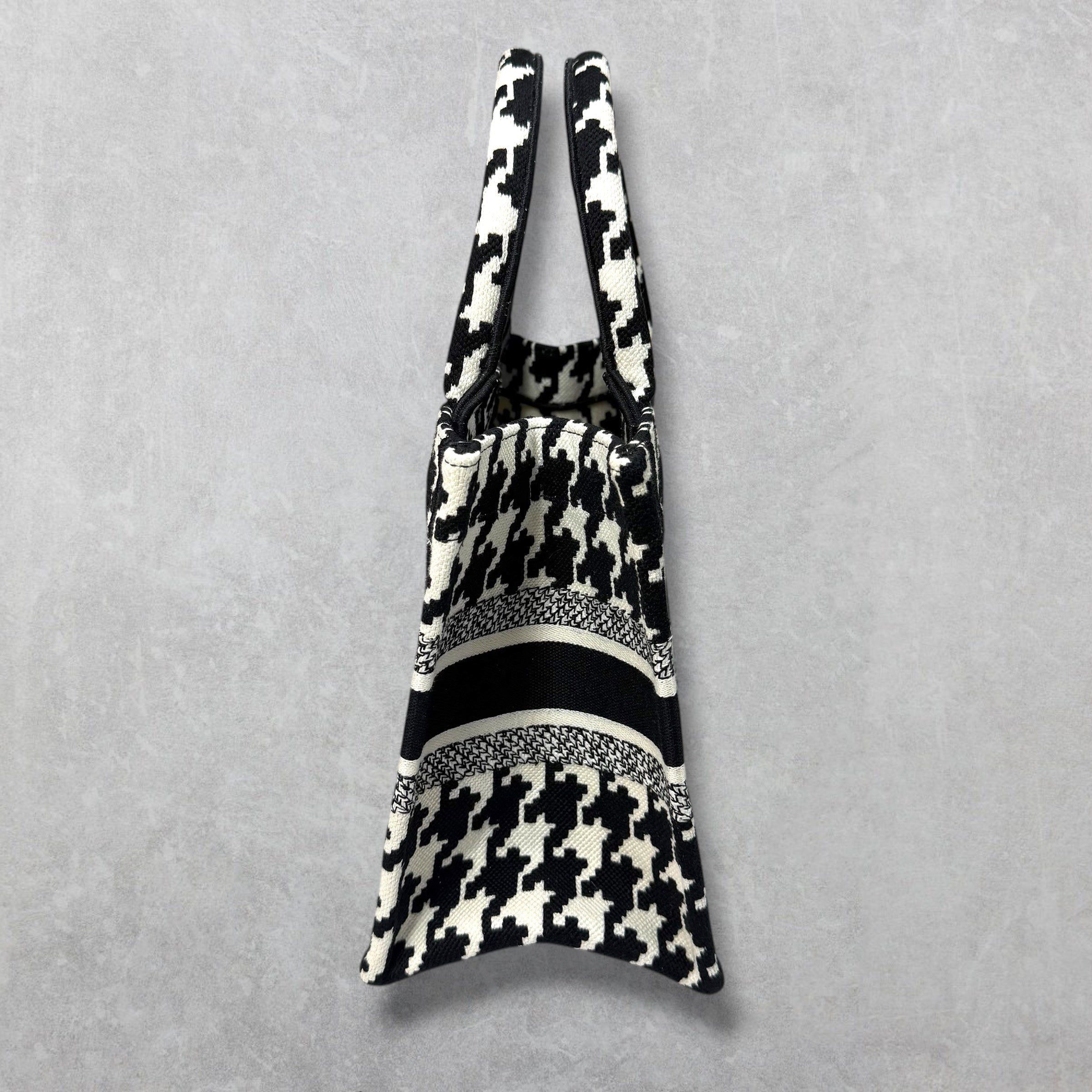 Dior Dior Canvas Houndstooth Book Tote Small Black/White Size ONE SIZE - 3 Thumbnail
