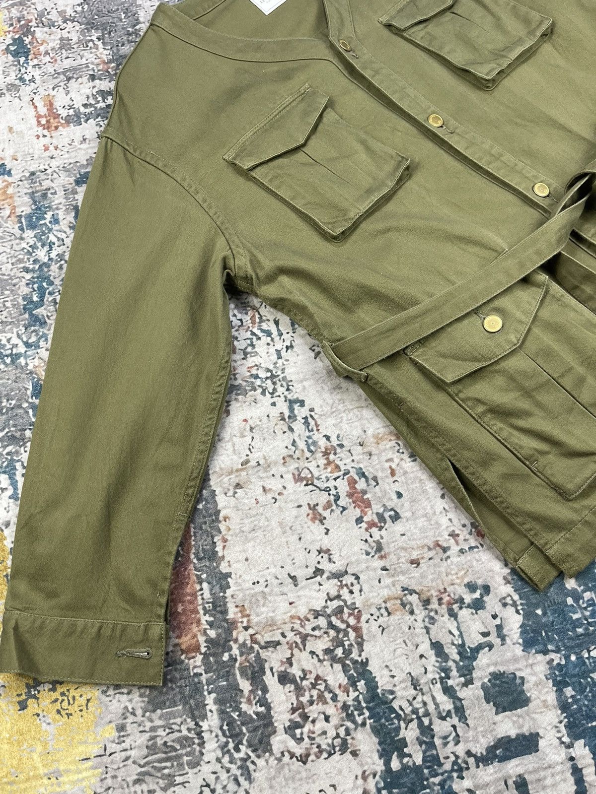 Japanese Brand Le Workware Journal Standard Collarless Belted Jackets Size M / US 6-8 / IT 42-44 - 8 Thumbnail