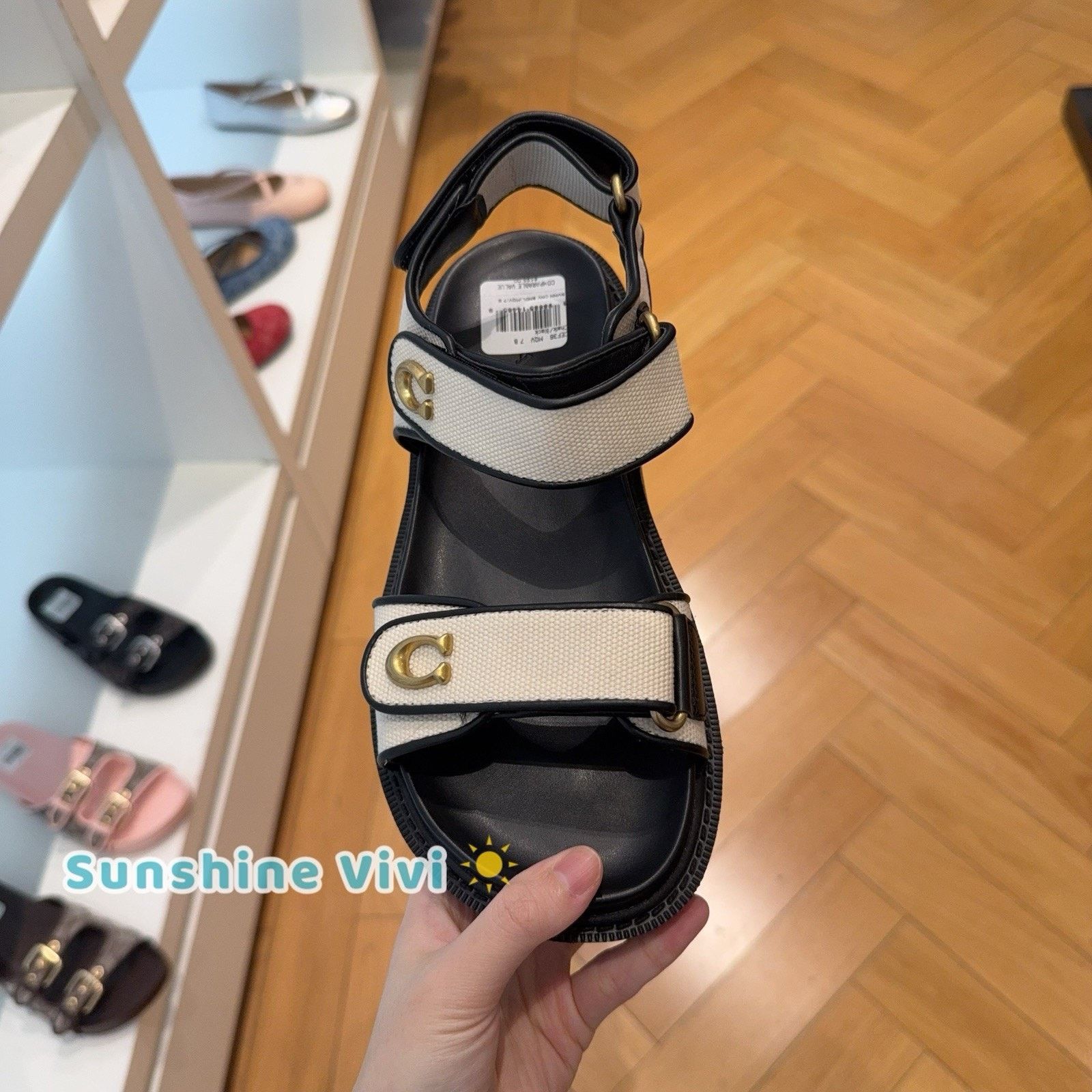 Coach NEW COACH Women Brynn Sandal Chalk & Black us 9 CEF36 Size US 9 / IT 39 - 3 Thumbnail