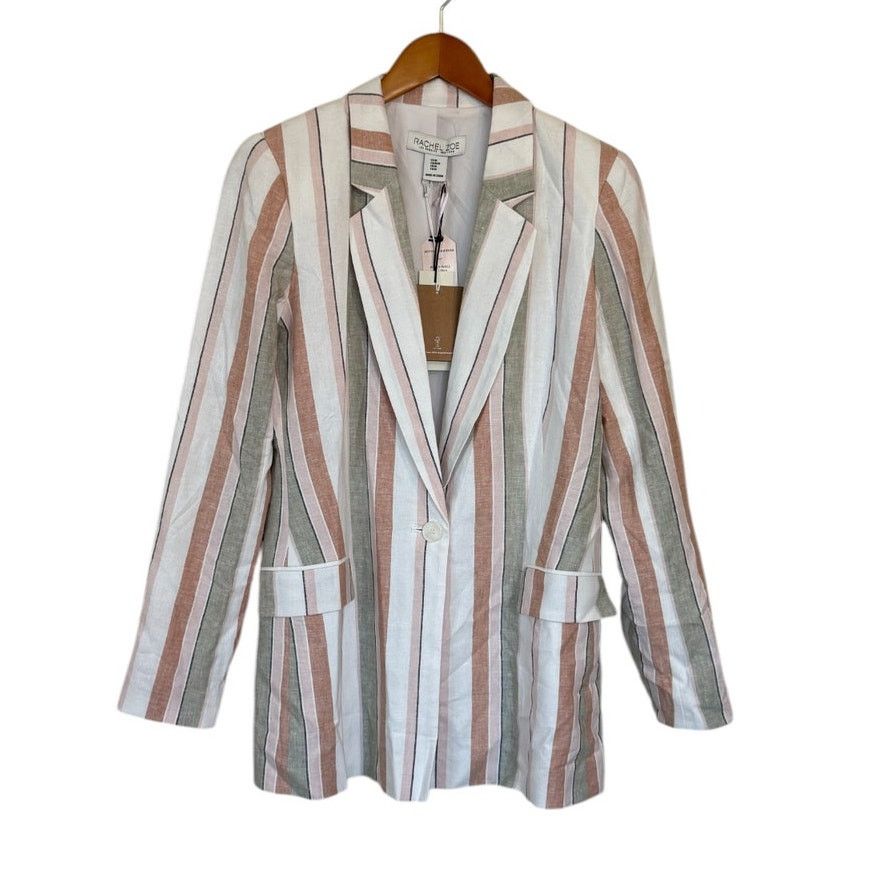 Rachel Zoe NWT Rachel Zoe Blazer Women Medium Cream Striped Linen Size M / US 6-8 / IT 42-44 - 1 Thumbnail
