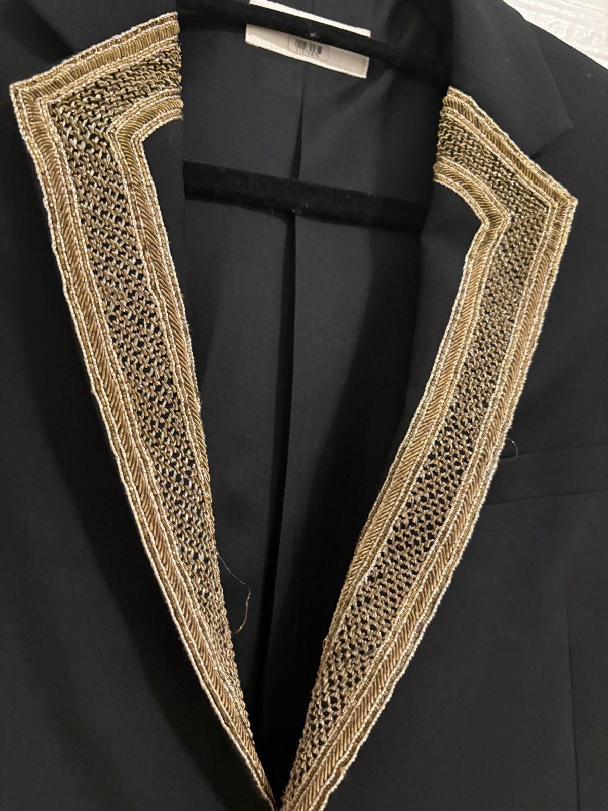 Saint Laurent Paris Saint Laurent Black Wool Blazer with Gold Embroidered Lapels Size 38R - 2 Thumbnail