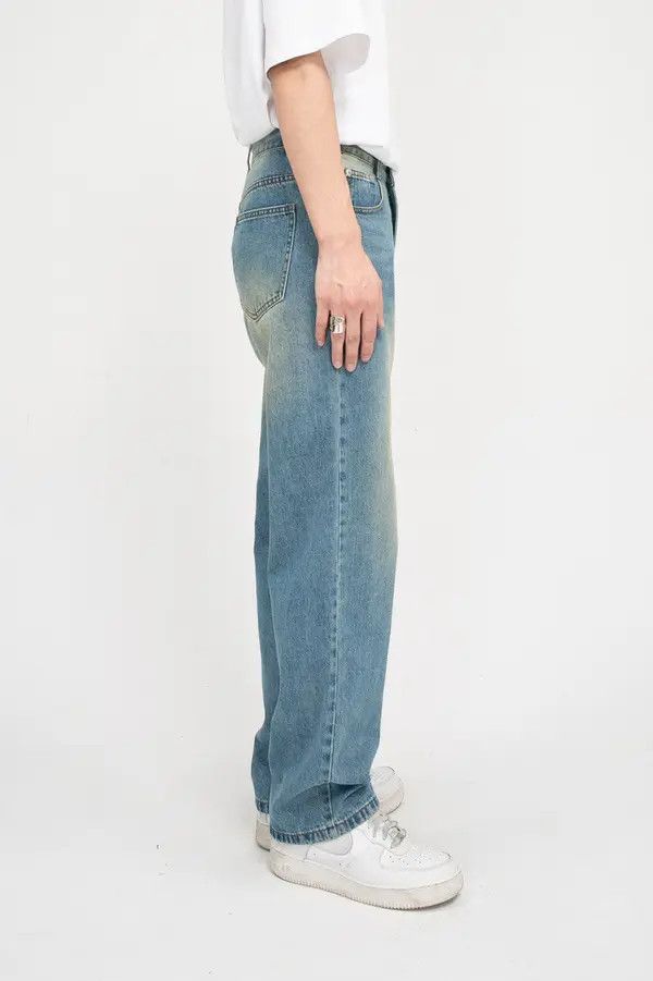 Japanese Brand Men's wide-leg vintage distressed loose straight jeans Size US 34 / EU 50 - 6 Thumbnail