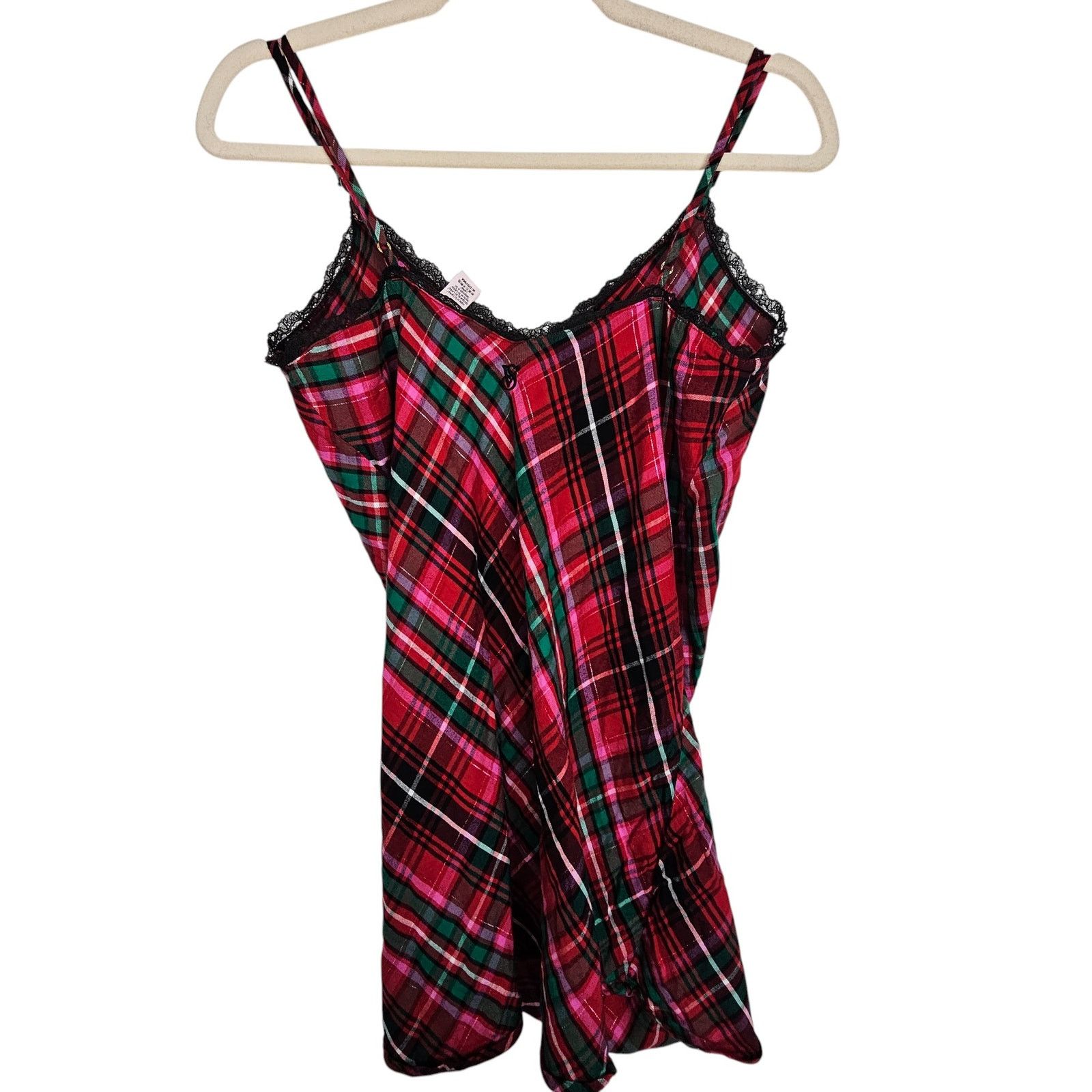 Victoria's Secret Victorias Secret Plaid Cami Slip Dress Lace M Dark Academia Size 30" / US 8 / IT 44 - 9 Thumbnail
