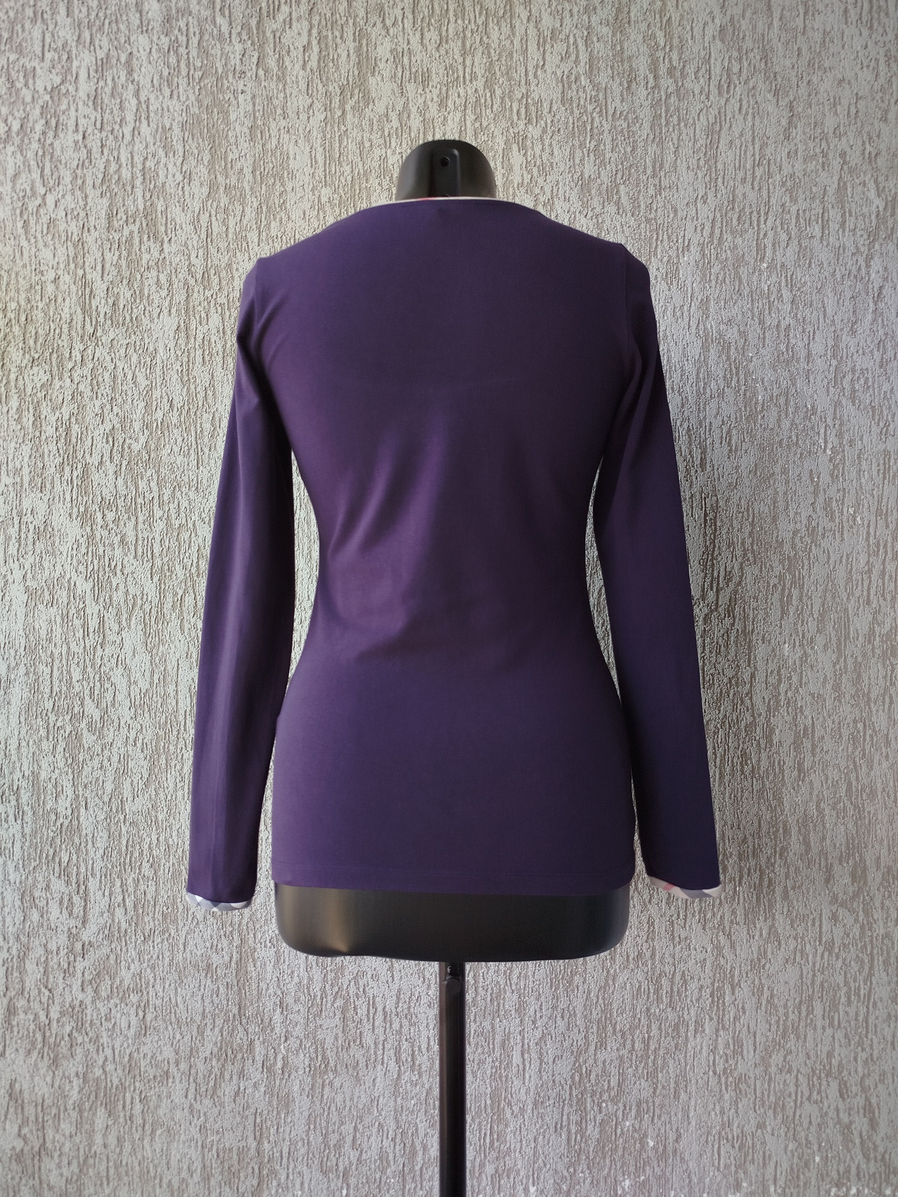 Burberry Top Long Sleeve Nova Check Trim Cotton Blend 2000s Size S Size M / US 6-8 / IT 42-44 - 6 Thumbnail