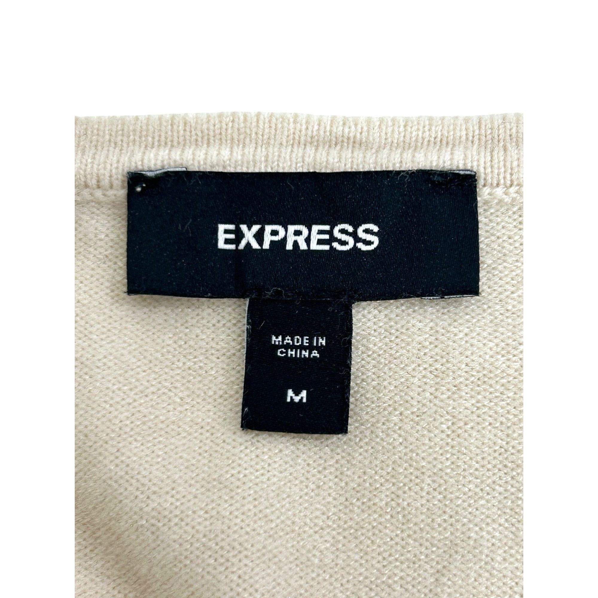 Express Express Wrap Dress M Beige Midi V-Neck Cap Sleeve Pull On St Size M / US 6-8 / IT 42-44 - 7 Thumbnail