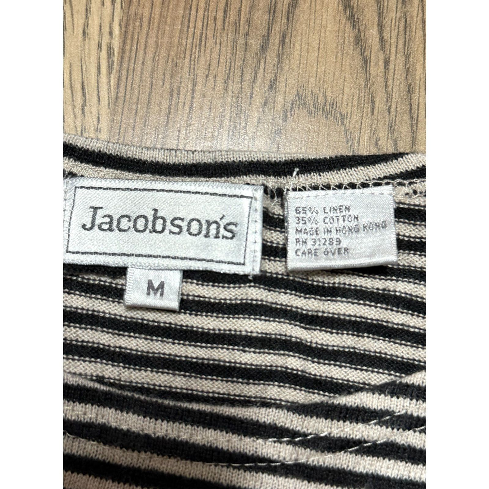 Vintage Jacobson's Shirt Women's Medium Black Tan Striped Short Sleeve Shirt Size M / US 6-8 / IT 42-44 - 5 Thumbnail