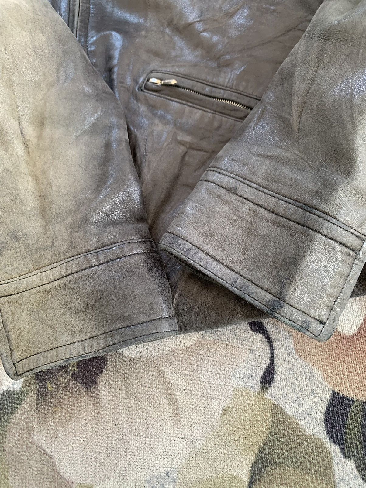 agnes b. Sun Faded Agnes B Special Leather Jacket Riri Zipper Size S / US 4 / IT 40 - 5 Thumbnail