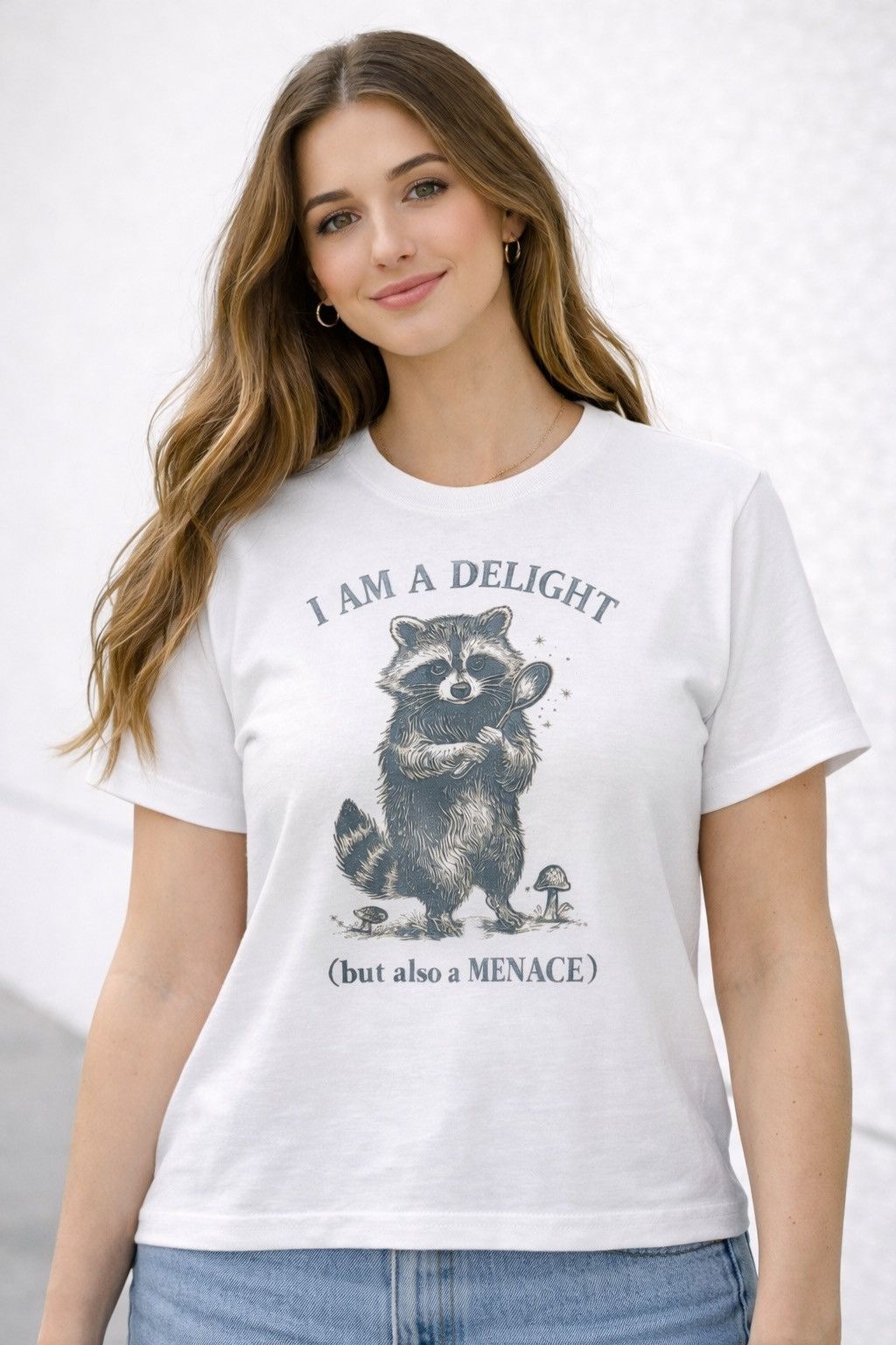 Other I Am a Delight (But Also a Menace) Raccoon Graphic Tee Size M / US 6-8 / IT 42-44 - 1 Thumbnail