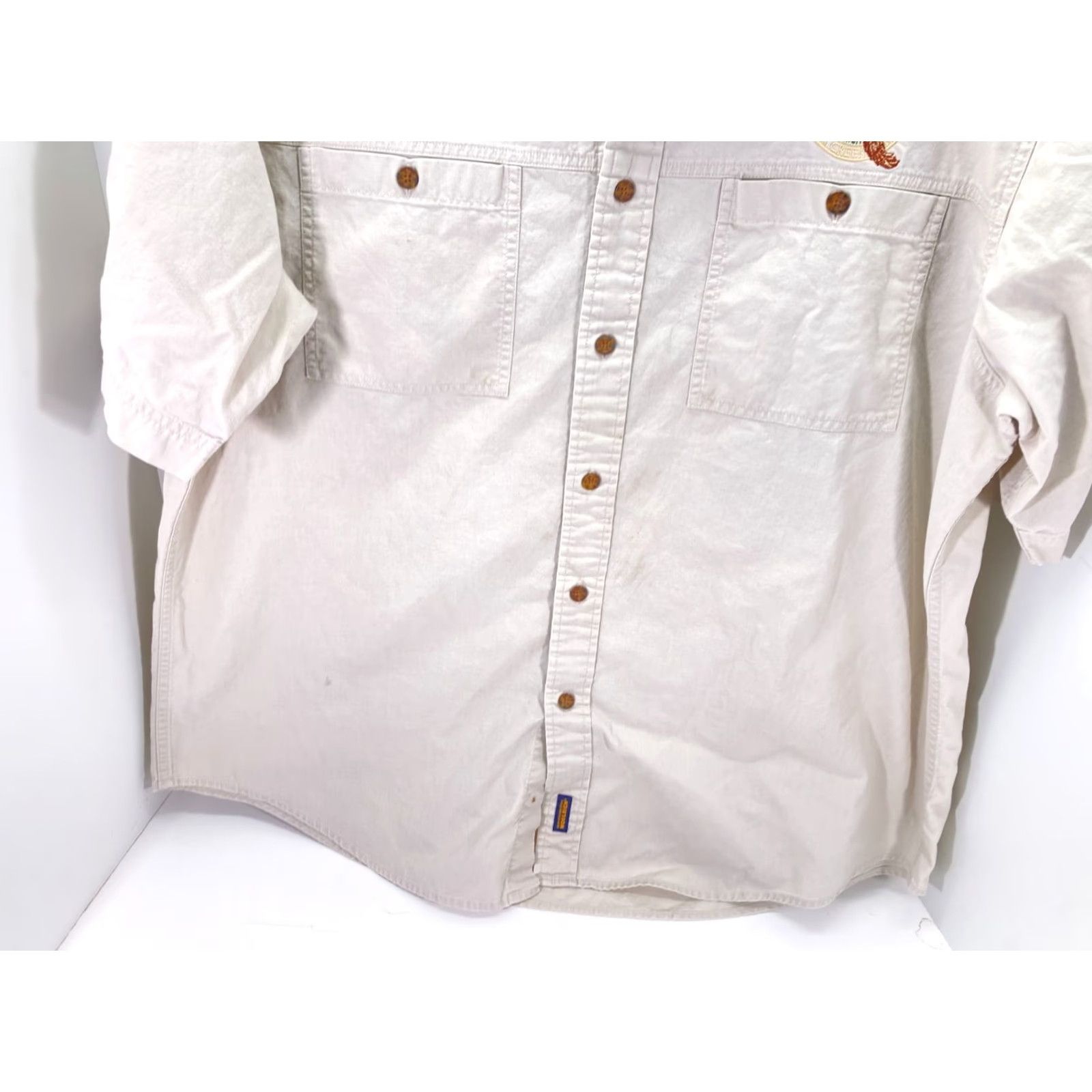 Vintage Woolrich Joshua Creek Ranch Shirt Men 2XL Beige Button-Up Embroidered Bird Logo Size US XXL / EU 58 / 5 - 3 Thumbnail