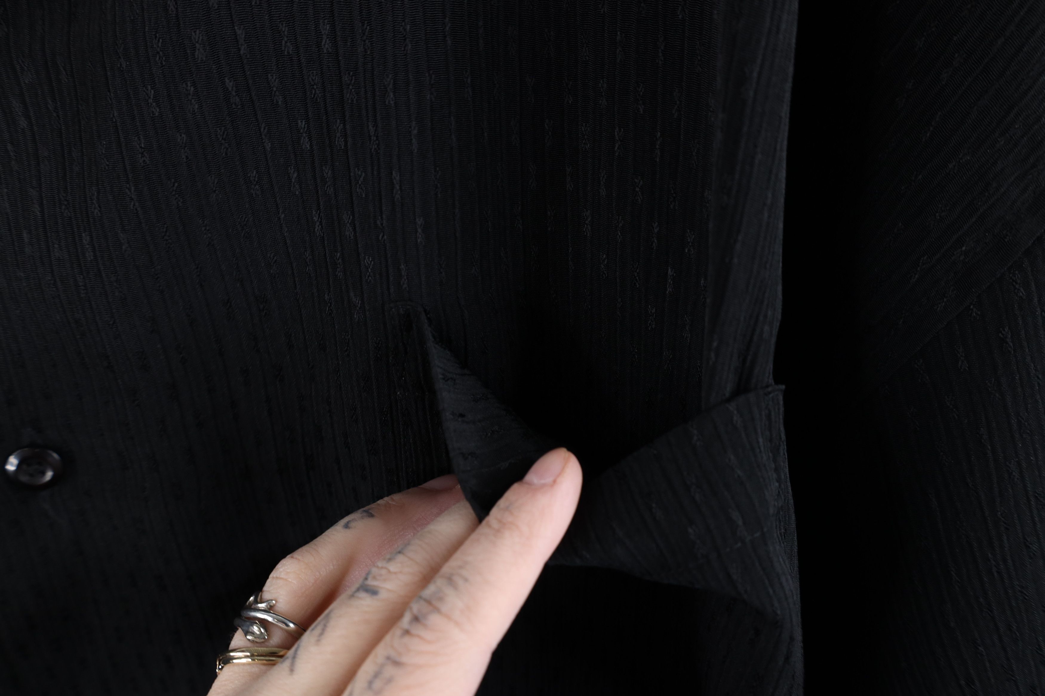 Vintage Vintage 90s Rockabilly Knit Camp Collar Button Shirt Black Size US XXL / EU 58 / 5 - 5 Thumbnail