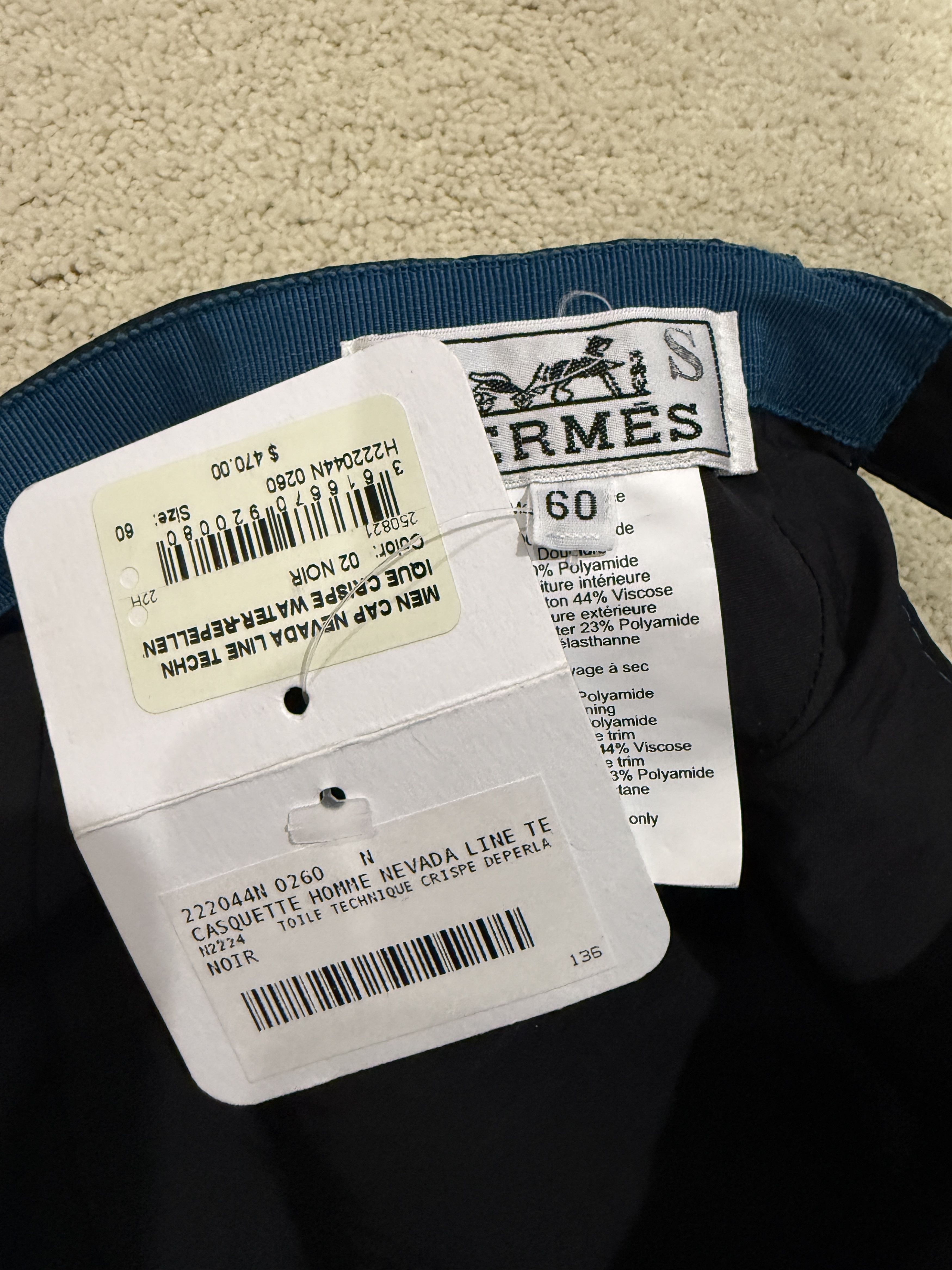 Hermes HERMES AUTHENTIC COTTON BLACK WITH BLUE TRIM NEVADA CAP Size ONE SIZE - 7 Thumbnail