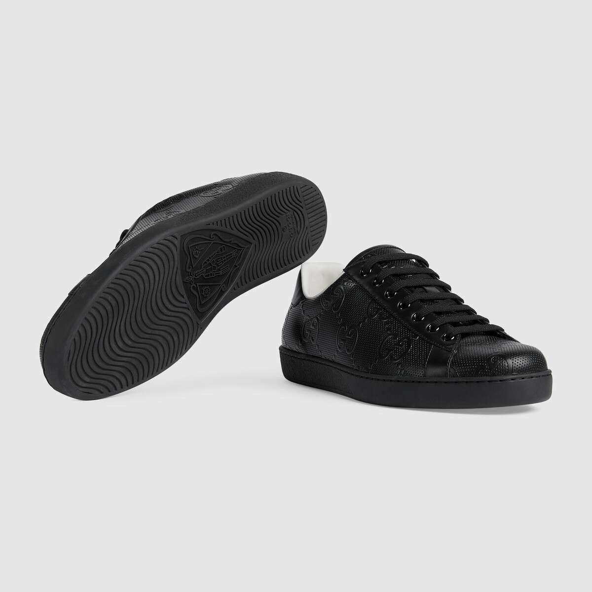 Gucci o1loc1c0625 Ace GG Embossed Sneakers in Black Size US 7.5 / EU 40-41 - 6 Thumbnail
