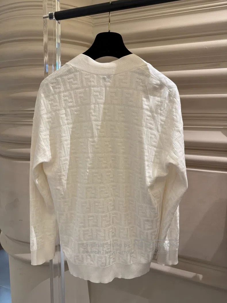 Fendi Fendi White Cardigan with Classic Double F Pattern Size XS / US 0-2 / IT 36-38 - 5 Thumbnail