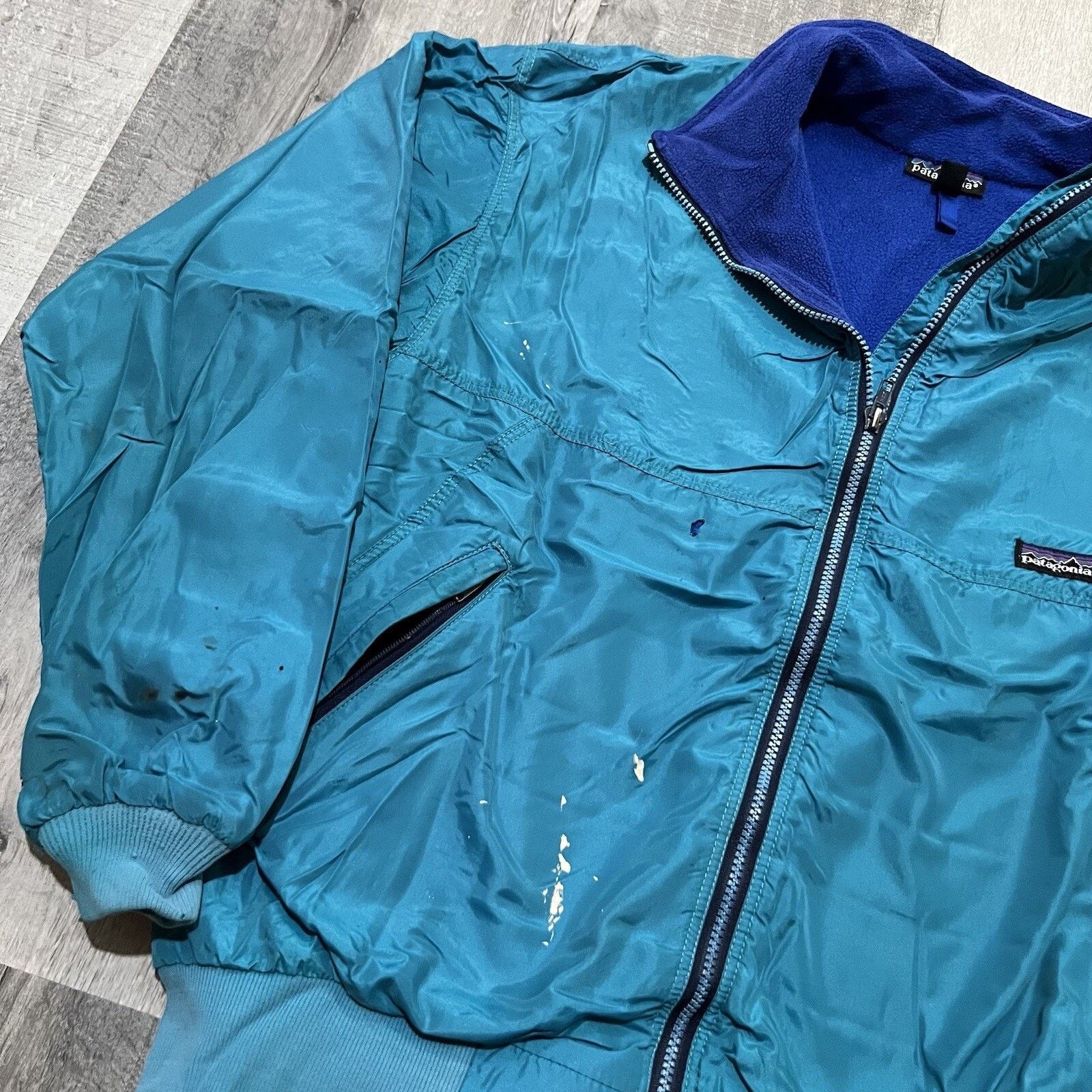 Patagonia VTG Patagonia Blue Synchilla Lined Teal Bomber Jacket WORN Size US L / EU 52-54 / 3 - 4 Thumbnail