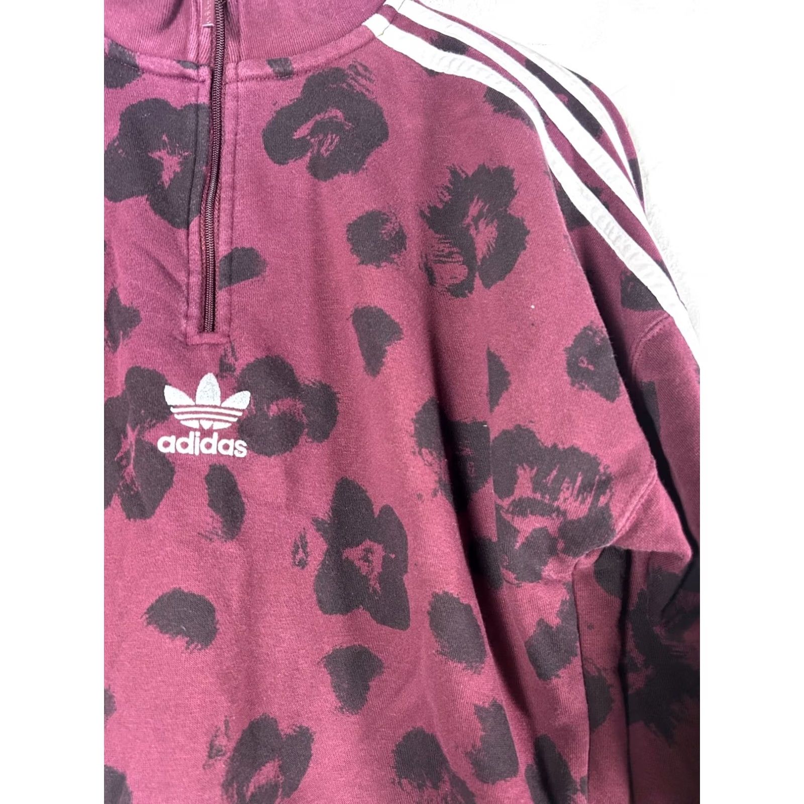 Adidas Adidas Originals Womens Bellista Allover Print Sweatshirt Pullover Small Burgundy Size S / US 4 / IT 40 - 3 Thumbnail